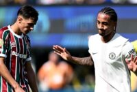 Selebrasi pemain anyar Chelsea, Joao Pedro, setelah melesakkan gol kedua ke gawang Fluminense. (Image Photo/Getty Images)