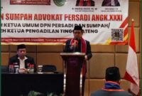 AMANAT-Ketua DPD Persadi Jateng-DIY, Irjen Pol (Purn) Dr. Rokhmad Sunanto, MM, MH, CRM, saat membacakan amanat Ketum DPN PERSADI. (Foto Ist).