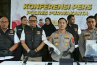 Kepala Polres Purwakarta, Ajun Komisaris Besar Polisi I Dewa Putu Gede Anom Danujaya, menyampaikan keterangan dalam konferensi pers di Purwakarta, Selasa (7/4/2026). (Dok Polres Purwakarta)