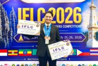 Foto mahasiswa Manajemen UMY, M. Riko Yudianto yang meraih penghargaan dalam International Future Leader Competition 2026