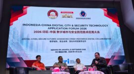  diskusi panel dalam acara Indonesia–China Digital City & Security Technology Application Forum 2026 bertema “Digital Cities, Secure Futures: Advancing China–Indonesia Digital Collaboration” di Gedung RRI
