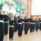 Pesilat muda memeragakan jurus pencak silat saat Pelantikan DPD PPSI Kabupaten Bandung 2026–2031 di Gedung Moh. Toha, Soreang