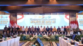 Foto bersama rombongan Komisi III DPR RI dan unsur penegak hukum di Banten usai pertemuan monitoring ekosistem penegakan hukum.