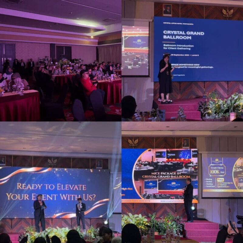 Suasana acara gathering bertajuk “EXPERIENCE SOMETHING NEW – An Exclusive Gathering with Our Valued Clients” di Crystal Grand Ballroom, Hotel Crystal Lotus Yogyakarta