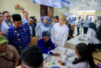 Ketua Komite III DPD RI Filep Wamafma (tengah bertopi), didampingi perwakilan Pemprov Banten dan pejabat terkait, meninjau langsung pelaksanaan Program Cek Kesehatan Gratis (CKG) di RSUP Sitanala, Kota Tangerang.