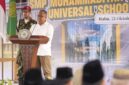Foto Bupati Sleman, Harda Kiswaya menyampaikan sambutannya dalam acara Peletakan Batu Pertama SMP MSUS yang diinisasi oleh UMY